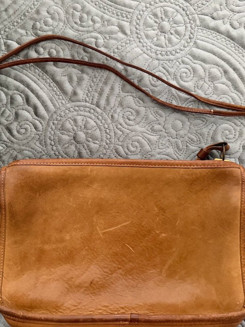 Vintage basic Bag in British Tan/Chestnut Leather with detachable strap